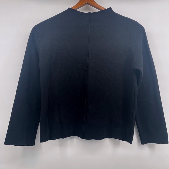 ZARA‎ Black Ribbed Long Sleeve Mock Neck Seam Detail Sweater Top Size S - Picture 5 of 6